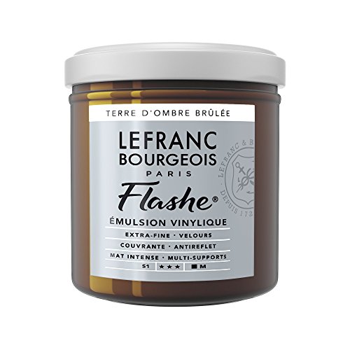 Lefranc Bourgeois 300489 Flashe Acrylfarbe & Vinylfarbe, hochpigmentiert, elastisch, lichtecht, alterungsbeständig, matt, für den Innen- & Außenbereich, 125ml Topf - Umbra Gebrannt von Lefranc Bourgeois