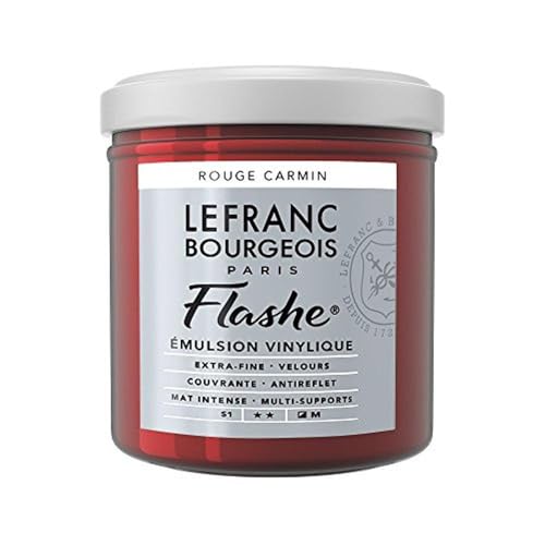 Lefranc Bourgeois 300491 Flashe Acrylfarbe & Vinylfarbe, hochpigmentiert, elastisch, lichtecht, alterungsbeständig, matt, für den Innen- & Außenbereich, 125ml Topf - Karminrot von Daler Rowney