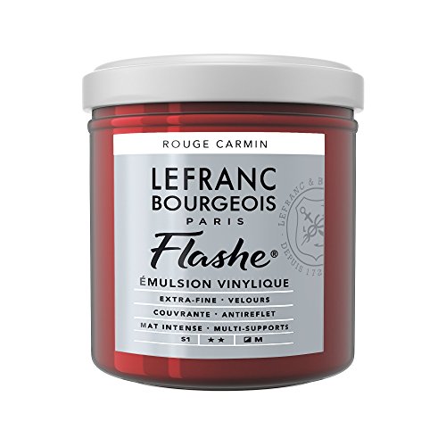 Lefranc Bourgeois 300491 Flashe Acrylfarbe & Vinylfarbe, hochpigmentiert, elastisch, lichtecht, alterungsbeständig, matt, für den Innen- & Außenbereich, 125ml Topf - Karminrot von Lefranc Bourgeois