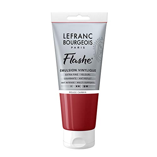 Lefranc Bourgeois 300493 Flashe Acrylfarbe & Vinylfarbe, hochpigmentiert, elastisch, lichtecht, alterungsbeständig, matt, für den Innen- & Außenbereich, 80ml Tube - Karminrot von Lefranc Bourgeois