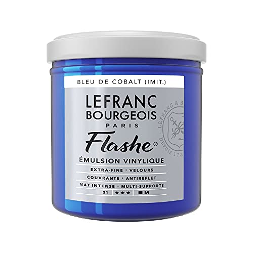 Lefranc Bourgeois 300500 Flashe Acrylfarbe & Vinylfarbe, hochpigmentiert, elastisch, lichtecht, alterungsbeständig, matt, für den Innen- & Außenbereich, 125ml Topf - Kobaltblau Farbton von Lefranc Bourgeois