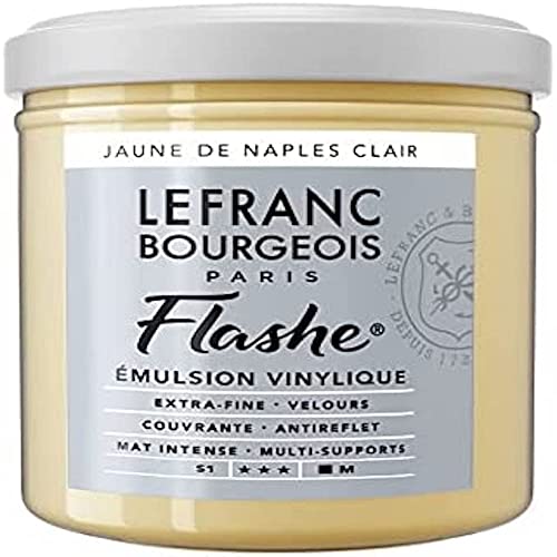 Lefranc Bourgeois 300561 Flashe Acrylfarbe & Vinylfarbe, hochpigmentiert, elastisch, lichtecht, alterungsbeständig, matt, für den Innen- & Außenbereich, 125ml Topf - Neapelgelb Hell von Lefranc Bourgeois