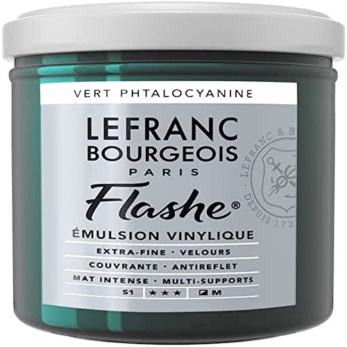 Lefranc Bourgeois 300587 Flashe Acrylfarbe & Vinylfarbe, hochpigmentiert, elastisch, lichtecht, alterungsbeständig, matt, für den Innen- & Außenbereich, 125ml Topf - Phthalozyaningrün von Crescent