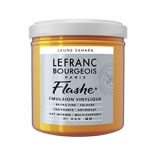 Lefranc Bourgeois 300616 Flashe Acrylfarbe & Vinylfarbe, hochpigmentiert, elastisch, lichtecht, alterungsbeständig, matt, für den Innen- & Außenbereich, 125ml Topf - Saharagelb von Lefranc Bourgeois