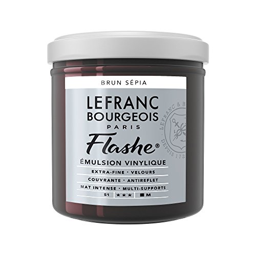 Lefranc Bourgeois 300619 Flashe Acrylfarbe & Vinylfarbe, hochpigmentiert, elastisch, lichtecht, alterungsbeständig, matt, für den Innen- & Außenbereich, 125ml Topf - Sepiabraun von Lefranc Bourgeois