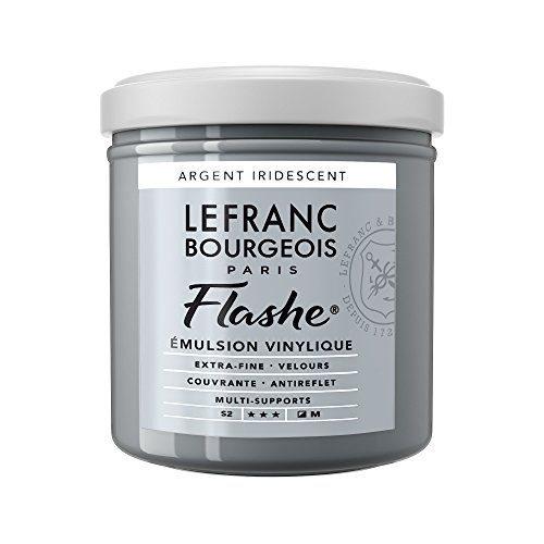 Lefranc Bourgeois 300622 Flashe Acrylfarbe & Vinylfarbe, hochpigmentiert, elastisch, lichtecht, alterungsbeständig, matt, für den Innen- & Außenbereich, 125ml Topf - Irisierendes Silber von Lefranc Bourgeois