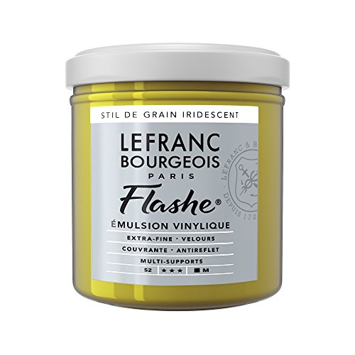 Lefranc Bourgeois 300630 Flashe Acrylfarbe & Vinylfarbe, hochpigmentiert, elastisch, lichtecht, alterungsbeständig, matt, für den Innen- & Außenbereich, 125ml Topf - Irisierendes Grün von Lefranc Bourgeois