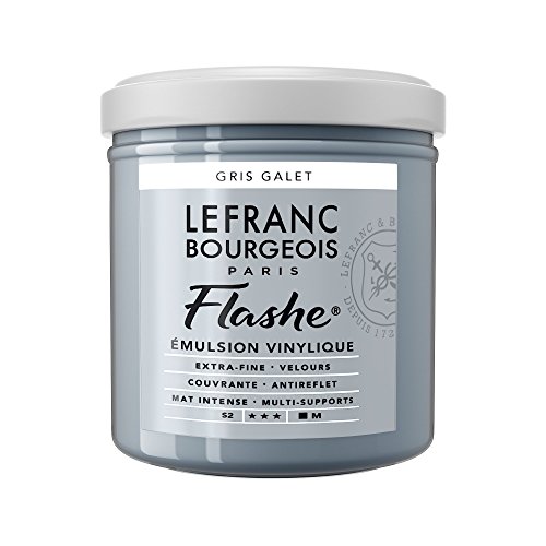 Lefranc Bourgeois 300632 Flashe Acrylfarbe & Vinylfarbe, hochpigmentiert, elastisch, lichtecht, alterungsbeständig, matt, für den Innen- & Außenbereich, 125ml Topf - Kieselsteingrau von Lefranc Bourgeois