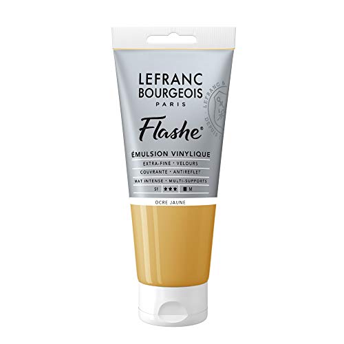 Lefranc Bourgeois 300655 Flashe Acrylfarbe & Vinylfarbe, hochpigmentiert, elastisch, lichtecht, alterungsbeständig, matt, für den Innen- & Außenbereich, 80ml Tube - Gelber Ocker von Lefranc Bourgeois