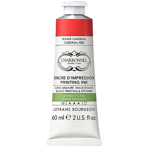 Lefranc Bourgeois 301493 Charbonnel, wasserabwaschbare Kupferdruckfarbe mit ausgezeichnete Lichtechtheit, Vegan, 100% Lösemittelfrei - 60ml Tube - Kardinalrot von Lefranc Bourgeois