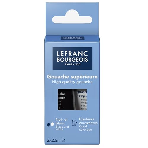 Lefranc Bourgeois 301972 Gouachefarben im Set - Schwarz & Weiss a 20ml Tuben, auf Wasserbasis, deckend für Schule & Hobby von Lefranc Bourgeois