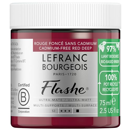 Lefranc Bourgeois 301979 Flashe Bio-Based Acryl- und Vinylfarbe Kadmiumfrei Tiefes Rot, 75 ml – Umweltfreundlich, Matt, Lichtecht, Wasserfest, Deckend Lefranc Bourgeois 301979 Flashe Bio-Based Acryl- und Vinylfarbe Kadmiumfrei Tiefes Rot, 75 ml – Umweltfreundlich, Matt, Lichtecht, Wasserfest, Deckend von Lefranc Bourgeois