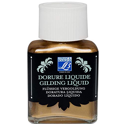 Lefranc Bourgeois 350413 flüssige Vergoldung für Dekoration, schillernde Metallfarben mit hoher Deckkraft, wasserfest & wetterbeständig, 75ml Flasche - Blassgold von Lefranc Bourgeois