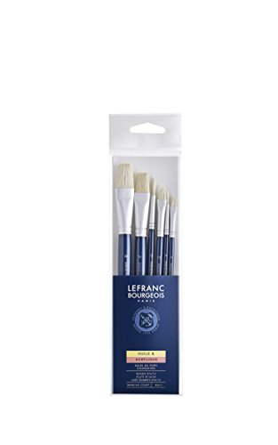 Lefranc Bourgeois 810107 Schweineborstenpinsel in feiner Qualität für Ölfarbe oder Acrylfarbe - 6 Pinsel Set von Lefranc Bourgeois