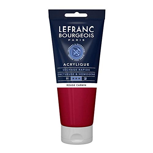 Lefranc Bourgeois 300357 feine Acrylfarbe, hochpigmentiert, gute Deckkraft, cremige homogen Textur, alterungsbeständig, lichtecht, 200ml Tube - Karminrot von Lefranc Bourgeois