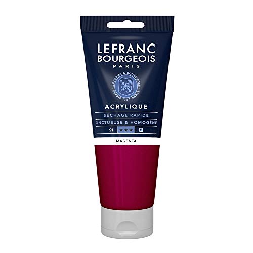 Lefranc Bourgeois 300382 feine Acrylfarbe, hochpigmentiert, gute Deckkraft, cremige homogen Textur, alterungsbeständig, lichtecht, 200ml Tube - Magenta von Lefranc Bourgeois