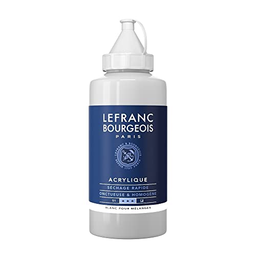 Lefranc Bourgeois 300394 feine Acrylfarbe, hochpigmentiert, gute Deckkraft, cremige homogen Textur, alterungsbeständig, lichtecht, 750ml Flasche - Mischweiss von Lefranc Bourgeois