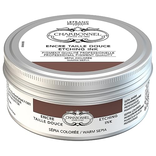 Charbonnel Kupferdruckfarben, hochpigmentierte Tiefdruckfarbe, ausgezeichnete Lichtechtheit, Vegan, lebendige Farben, alterungsbeständig, 200ml Topf - Sepia Gefärbt von Lefranc Bourgeois