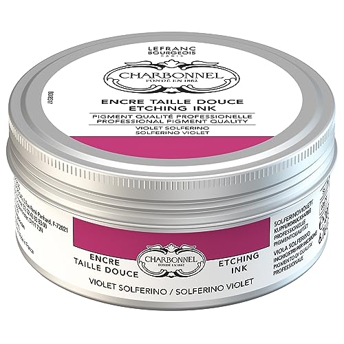 Charbonnel Kupferdruckfarben, hochpigmentierte Tiefdruckfarbe, ausgezeichnete Lichtechtheit, Vegan, lebendige Farben, alterungsbeständig, 200ml Topf - Solferinoviolett von Lefranc Bourgeois