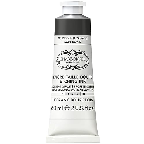 Charbonnel Kupferdruckfarben, hochpigmentierte Tiefdruckfarbe, ausgezeichnete Lichtechtheit, Vegan, lebendige Farben, alterungsbeständig, 60ml Tube - Weiches Schwarz von Lefranc Bourgeois