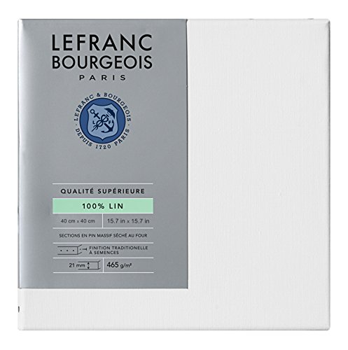 Lefranc & Bourgeois 111241 Keilrahmen aus 100% Leinen in Premium Qualität, gebrauchsfertig Grundiert mit Titandioxid Gesso, seitlich genagelt auf massivem Kiefernholz - 40x40cm von Lefranc & Bourgeois