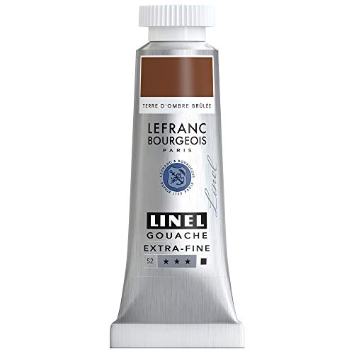 Lefranc & Bourgeois 301217 Linel Gouache extrafeine und geschmeidige Wasserfarben mit maximaler Farbintensität, Leuchtkraft für streifenfreien Auftrag, 14ml Tube - Umbra Gebrannt von Lefranc Bourgeois