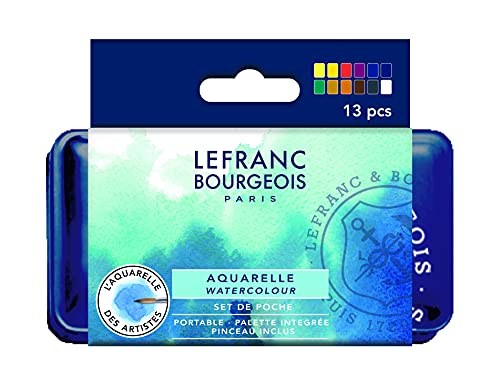 Lefranc & Bourgeois 301445 Fine Aquarellfarbe im Metallkasten 12 lebendige Farben in 1/2 Näpfe, 1 Mini-Metallpinsel Lefranc & Bourgeois 301445 Fine Aquarellfarbe im Metallkasten 12 lebendige Farben in 1/2 Näpfe, 1 Mini-Metallpinsel von Lefranc Bourgeois