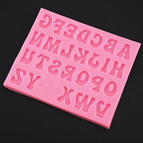 Leftwei Schokoladen-Buchstabenformen, Silikon-Fondantform, Schokoladenformen, 26 Buchstaben-Silikonformen für die Herstellung von Fondant-Kuchen, Schokolade, Süßigkeiten, Eiswürfeln (Rosa) von Leftwei