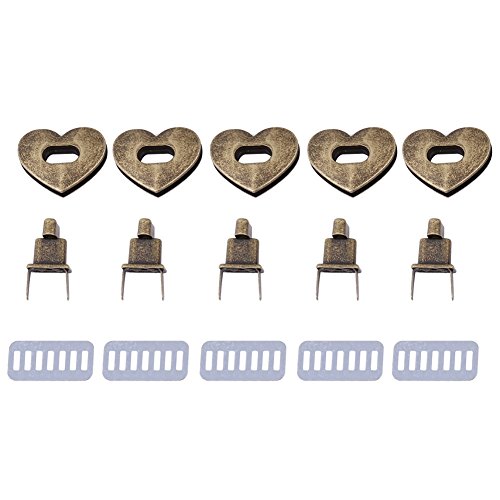 Metall Twist Lock, 2 Farben 5 Sätze Herzförmige Metallschließe Drehschloss Twist Lock Hardware Handtasche Tasche Zubehör (Silber, Bronze)(Bronze) von Leftwei