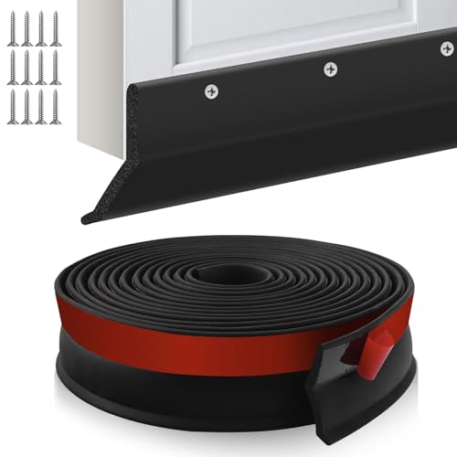Garagentor Dichtung Garage Tür Gummidichtung selbstklebend Dichtungsstreifen universal Dichtung Garagentor Gummilippe mit Nägeln für Lagerhallen (Moosgummi, 12m) von Lefunom
