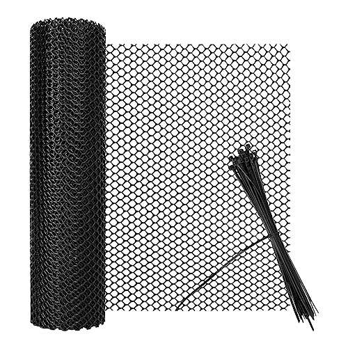 Hühnerzaun Geflügelzaun Kunststoffgitter Kunststoffzaun 3mm Loch Gartennetze Zaunnetz Katzennetz für Balkon Garten (Schwarz, 40cm×9m) von Lefunom