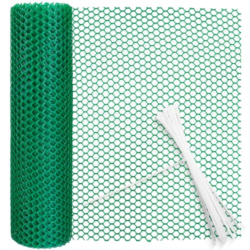Hühnerzaun Geflügelzaun Kunststoffgitter Kunststoffzaun 8mm Loch Gartennetze Zaunnetz Katzennetz für Balkon Garten (Grün, 40cm×9m) von Lefunom