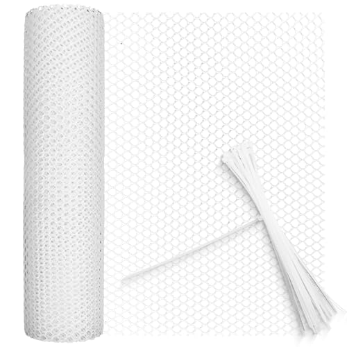 Hühnerzaun Geflügelzaun Kunststoffgitter Kunststoffzaun 8mm Loch Gartennetze Zaunnetz Katzennetz für Balkon Garten (Weiß, 40cm×9m) von Lefunom