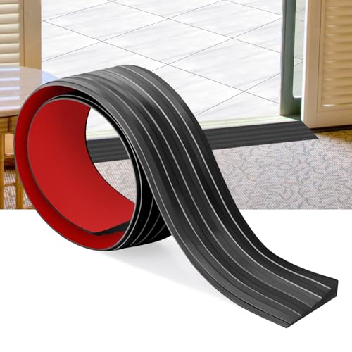 Türschwellenrampen Schwellenrampe Selbstklebendes Gummi Rollstuhlrampen für Türöffnungen Gummischwelle Übergangsschiene für Rollstühle, Staubsaugerroboter, Scooter (schwarz, 5cm X 1cm X1m) von Lefunom