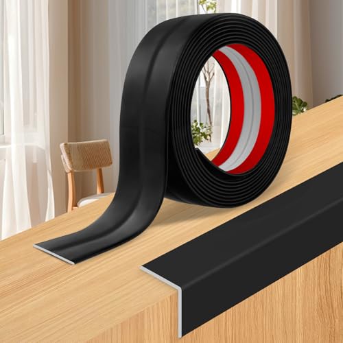 Zierleisten selbstklebend Weichsockelleiste flexible Kantenschutz Wand Winkelprofil Winkelleiste Wandleisten (Glänzendes Schwarz, 4cm×3m) von Lefunom