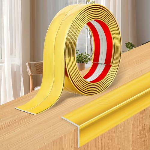 Zierleisten selbstklebend Weichsockelleiste flexible Kantenschutz Wand Winkelprofil Winkelleiste Wandleisten (Goldenes, 4cm×3m) von Lefunom