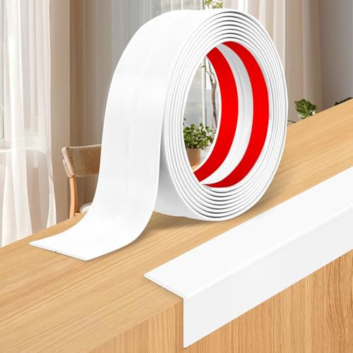 Zierleisten selbstklebend Weichsockelleiste flexible Kantenschutz Wand Winkelprofil Winkelleiste Wandleisten (Helles Weiß, 6cm×3m) von Lefunom