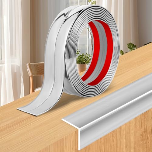 Zierleisten selbstklebend Weichsockelleiste flexible Kantenschutz Wand Winkelprofil Winkelleiste Wandleisten (Silbernes, 6cm×3m) von Lefunom