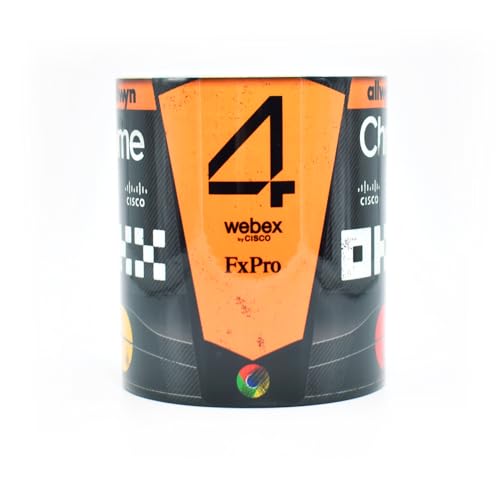 Norris #4 2025 Tasse – Formel Racing – Lando – MCL – Cars – One – Geschenkideen – Kaffee- und Teetasse – 300 ml – Merch – Souvenir – Heimdekoration – Fun Fans – Vier – Papaya-Orange und Kohlefaser – von Legacy Legends
