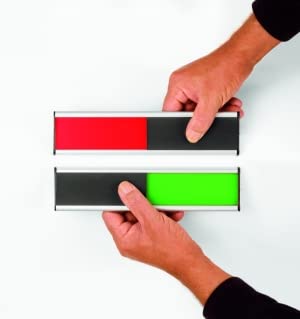 Legamaster 7-601200 Türschild Frei/Besetzt, rotes und grünes Informationsschild mit verschiebbarer Abdeckung, rot/grün, 6 x 25 cm von Legamaster
