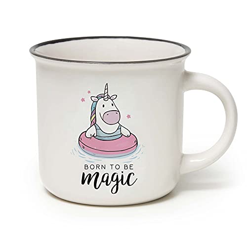 Legami - Cappuccinotasse, Tasse aus New Bone China Porzellan, Motiv Unicorn, Take a Break Kollektion, Fassungsvermögen 350 ml, spülmaschinenfest, mikrowellengeeignet, 9X10 cm von LEGAMI