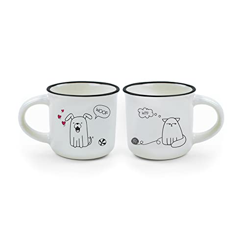 LEGAMI Hund & Katze Kaffeetassen, Knochenporzellan, Mehrfarbig, 5.5 cm, 2, 1 Stück (1er Pack) von LEGAMI