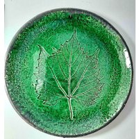 Keramik Teller Mit Blatt Design, Handgemacht, Einweihungsparty Geschenk von LegeArtisCeramics