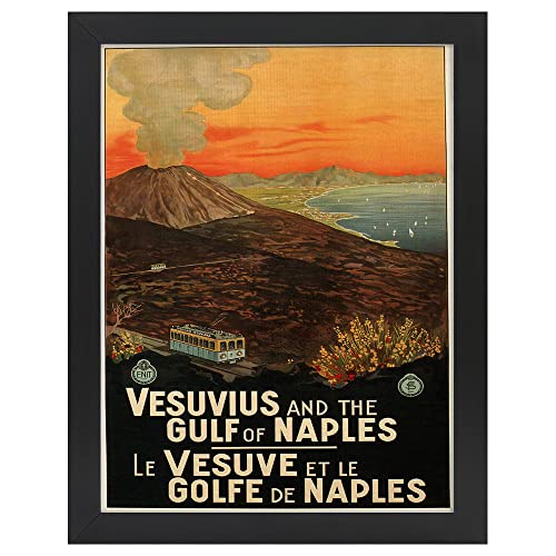 Legendarte - Poster, Poster Vintage Turistico Der Vesuvio und der Golf von Neapel - Bild, Wanddekoration 50 x 70 cm von LegendArte