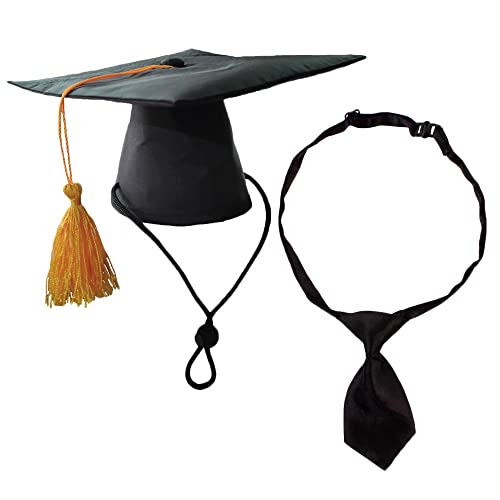 Pet Graduation Caps with Neck Tie Dog Quaste Cap Black Polyester Pet Cap for DIY Dogs Cats Holiday Costume Accessory Pet Graduation Caps with Neck Tie Dog Quaste Cap Black Polyester Pet Cap for DIY Dogs Cats Holiday Costume Accessory von LegendTech