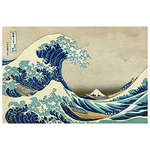 Legendarte Katsushika Hokusai Die große Welle vor Kanagawa Kunstdruck auf Leinwand, cm. 60x90 von Legendarte