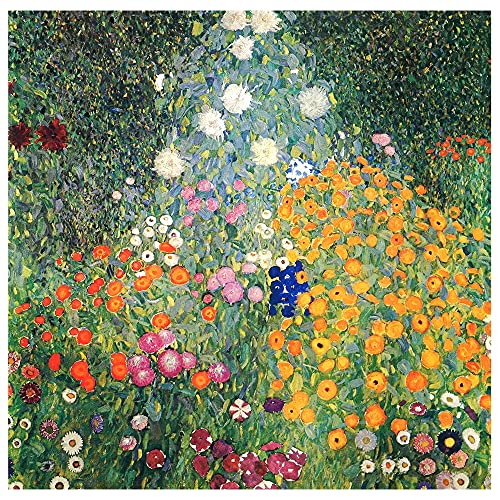 Legendarte - Kunstdruck auf Leinwand - Der Blumengarten Gustav Klimt - Wanddeko, Canvas cm. 90x90 von Legendarte