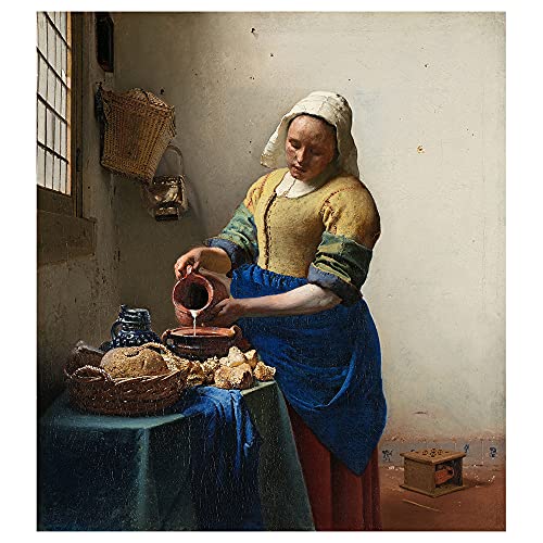 Legendarte - Kunstdruck auf Leinwand - Dienstmagd mit Milchkrug Jan Vermeer - Wanddeko, Canvas cm. 80x90 von Legendarte