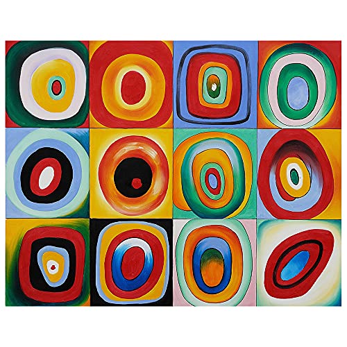 Legendarte - Kunstdruck auf Leinwand - Farbstudie Quadrate mit konzentrischen Ringen - Wassily Kandinsky - Wanddeko, Canvas cm. 50x70 von Legendarte