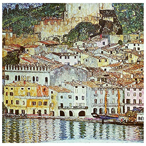 Legendarte - Kunstdruck auf Leinwand - Malcesine am Gardasee Gustav Klimt - Wanddeko, Canvas cm. 90x90 von Legendarte